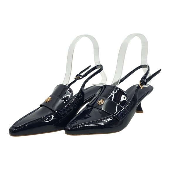 ZBY Coutgo Pointed Toe Slingback Kitten Heel Pumps Women 6 Slip On Ankle Buckle - Picture 1 of 16